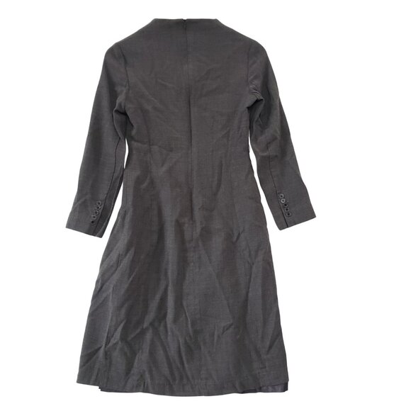Vintage 90s Alamode Gray Long Sleeve Midi Dress Timeless Classic Minimalist - Picture 3 of 6